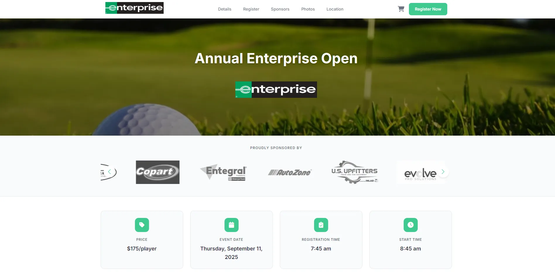 Golf event registration